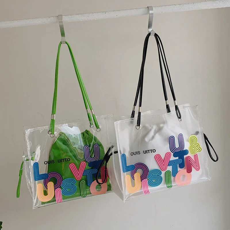 Versatile Transparent Jelly Bag Wens Large Capacity 2024 New Fi Niche Portable Shoder Bag Tote Bag Spring and Summer Z250318