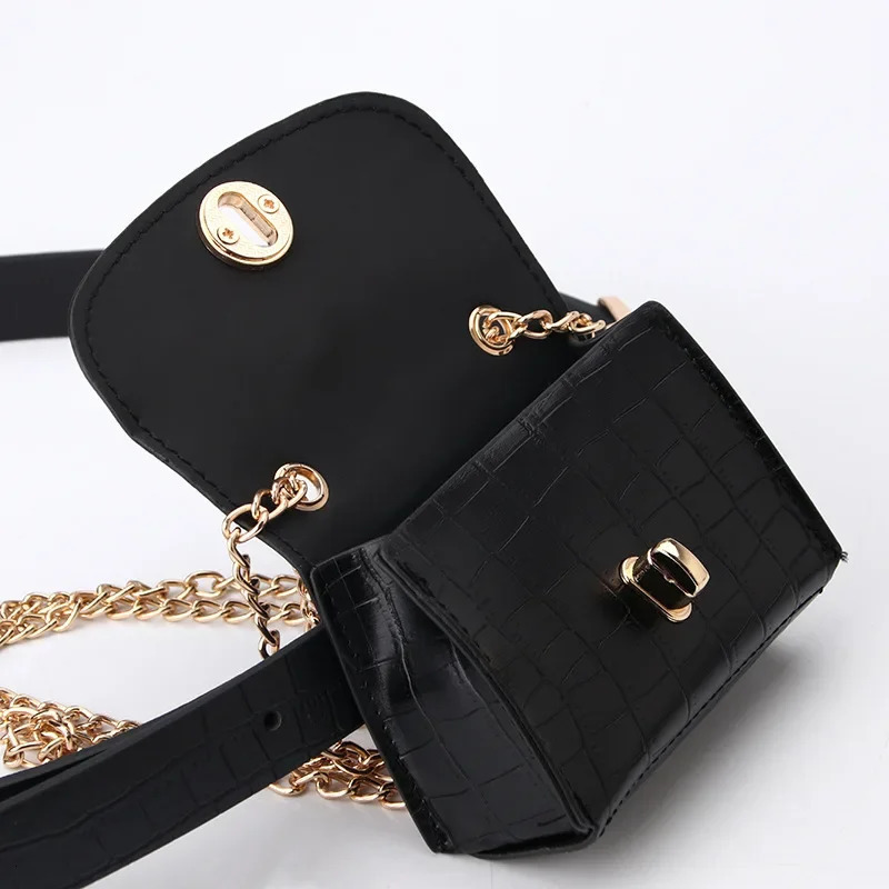 Fashion Women Chain Pocket Belt Leopard Pattern Retro Waist Fanny Pack Mini Handbag PU Leather Bag Purse Lady Wholesale Bag 250314