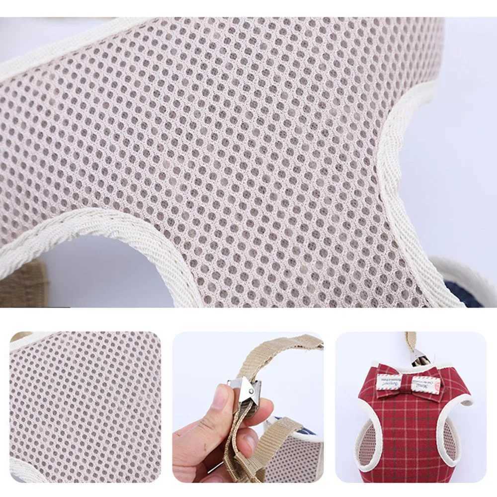 Bow Cat Strap and Belt Set Adjustable Dog Strap Cat Lead Belt Clothing Vest Nylon Mesh Cat Collar Cat AccessoriesT250319