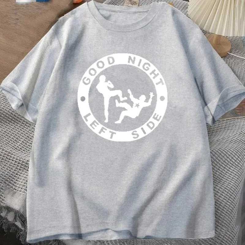 Good Night Left Side T-shirt Novelty Funny Graphic Tees Womens Fashion Mens Casual Top Crew Neck Short Sleeve Fashion Street WearXJ250318