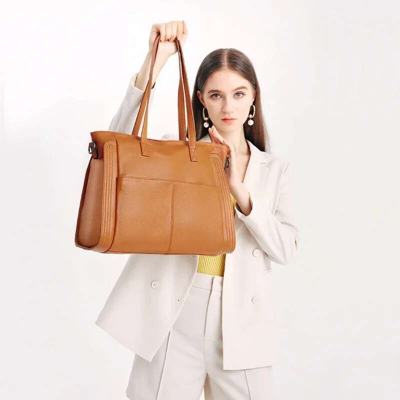 100% Genuine Leather Large Casual Tote Bags For Women 2024 High Quality Classic Handbags Ladies Cowhide Shoulder Messenger Bag
