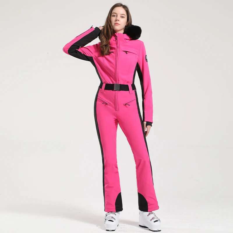 Tight Dress GSOU SNOW One-Piece Ski Suit Women Thickening Snowboard Female Overalls Winter Windproof Waterproof Breathable Clothing Skiing