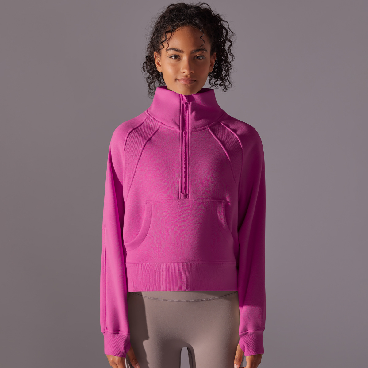 New tracksuit solid color autumn winter hoodie, and plush warm yoga casual jacket, outdoor sports loose long sleeved top leggings