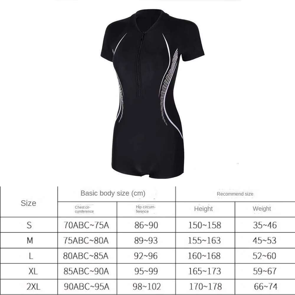 Women's one-piece sports swimsuit, short sleeved, zipper, beach fashion, quick drying, swimsuit