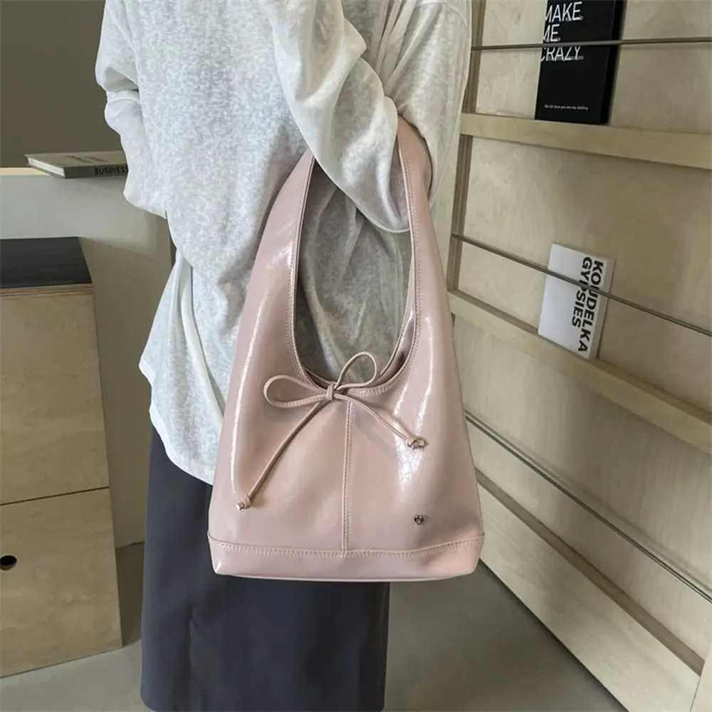 Retro PU Leather Shoe Bag for Wen Soft Handbag Shopping Bag Underarm Bag Fi Large Capacity Handbag Y250318