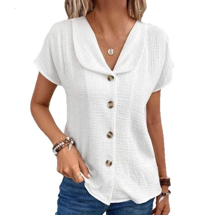 2025 new women's summer short sleeved cotton top casual shirt ddmySept