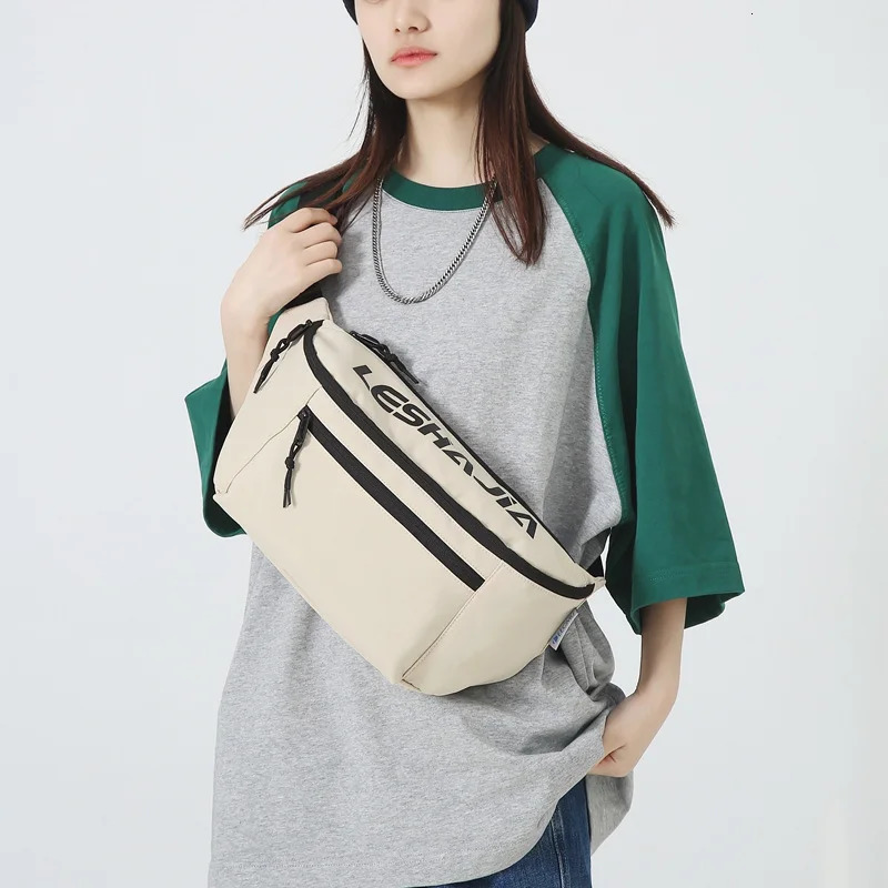 Leisure Street Big Waist Bag Unisex Hip Hop Fanny Bag Chest Bag High Capacity Nylon Strap Bag Womens Shoulder Cross Bag 250317