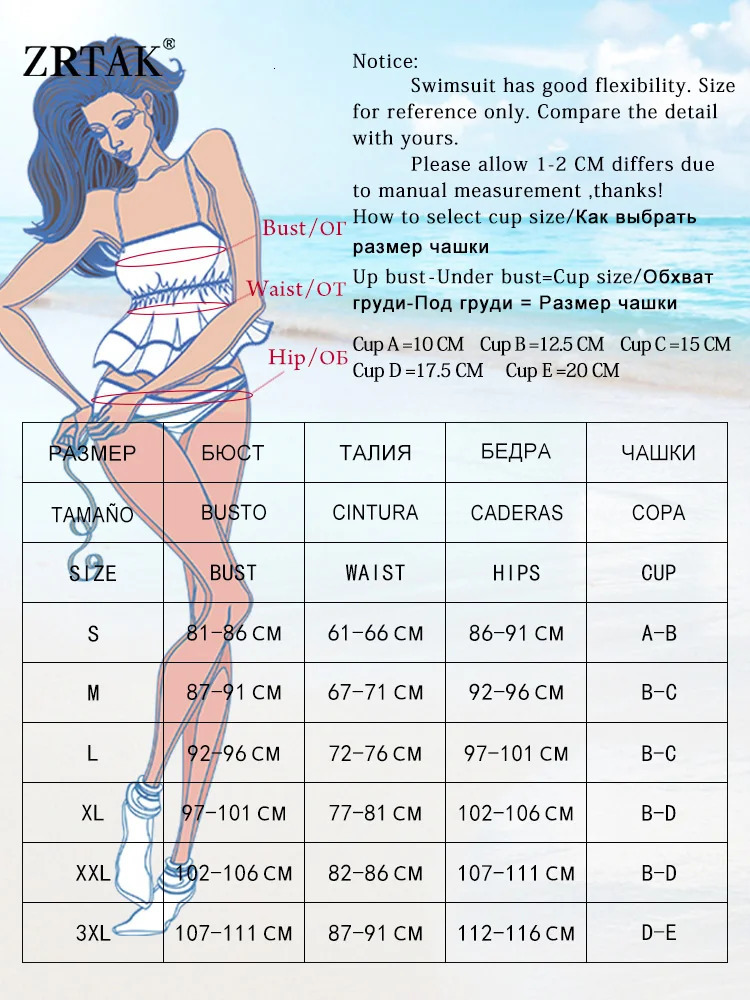 ZRTAK sexy bikini womens printed swimsuit high cut swimsuit push bikini bandage beachwear solid bikini set 250314