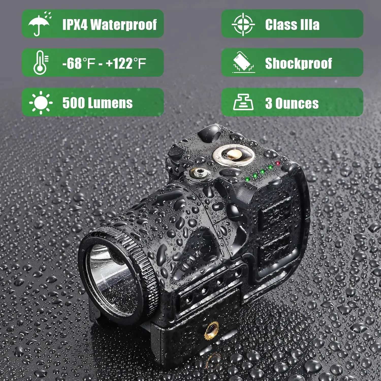 500 lumens pistol light laser combination tactical flashlight with laser sight rechargeable weapon light air gun torch X250318
