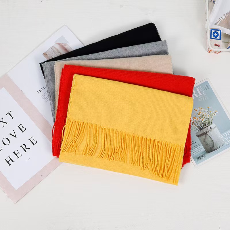 K156 Autumn and winter fashion solid color imitation cashmere thin scarf small version shawl adult annual meeting gift neck scarf wholesale