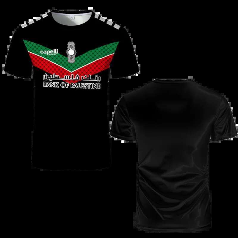 Fashionable Palestinian flag football jersey, fashionable summer round neck 3D national emblem printed sports casual T-shirt, Uniex loose T-shirt