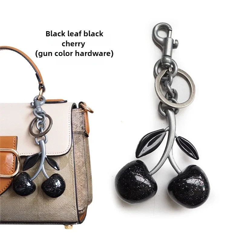Fashion Glitter Gold Cherry Keychain Summer Fruits Cherries Pendant Keyring For Women Men Jewelry Bag Accessories Gift R250318