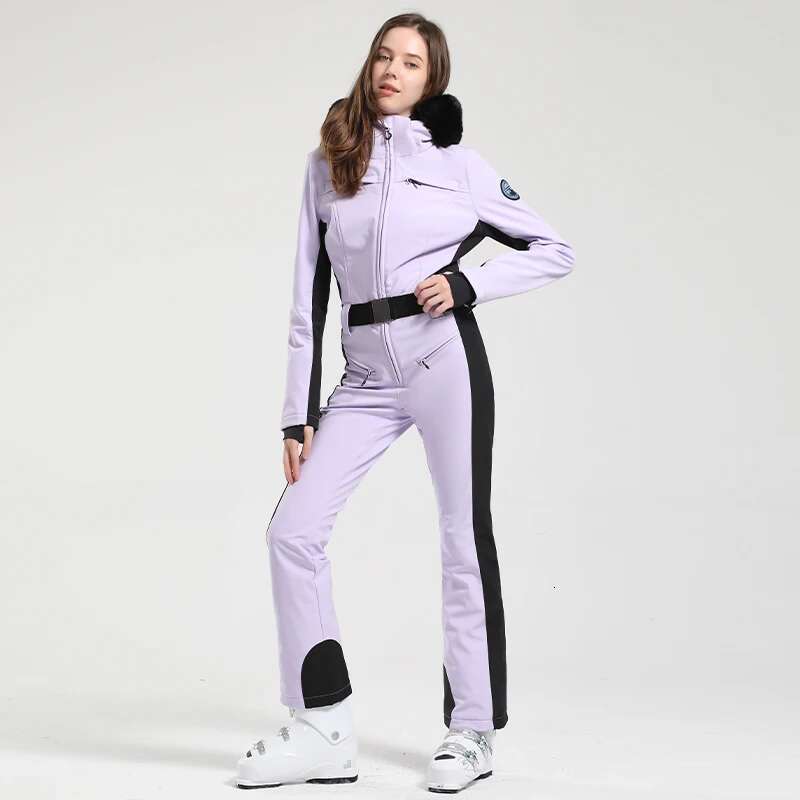 Tight Dress GSOU SNOW One-Piece Ski Suit Women Thickening Snowboard Female Overalls Winter Windproof Waterproof Breathable Clothing Skiing