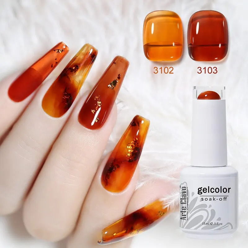 Arte Clavo 3pcs Summer Colorful Jelly Gel Nail Polish Translucent Semi Permanent Varnish UV LED For Nail Art Manicure Gel 250314