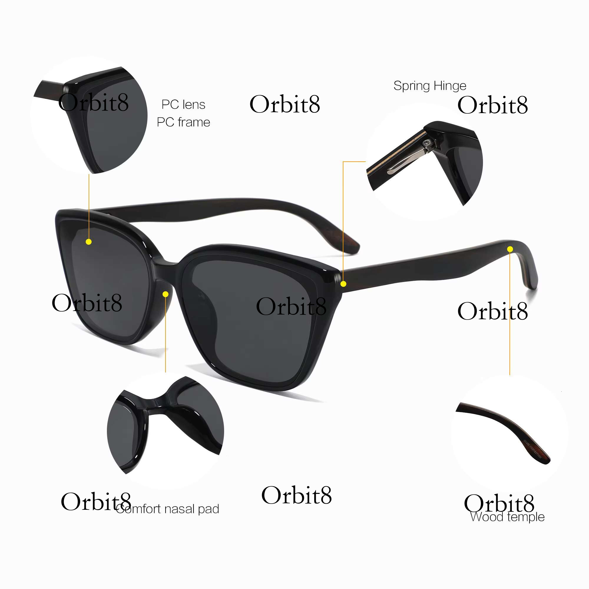 2025 High Quality Custom Eco Friendly Square Frame Men Bamboo Wooden Polarized Sunglasses