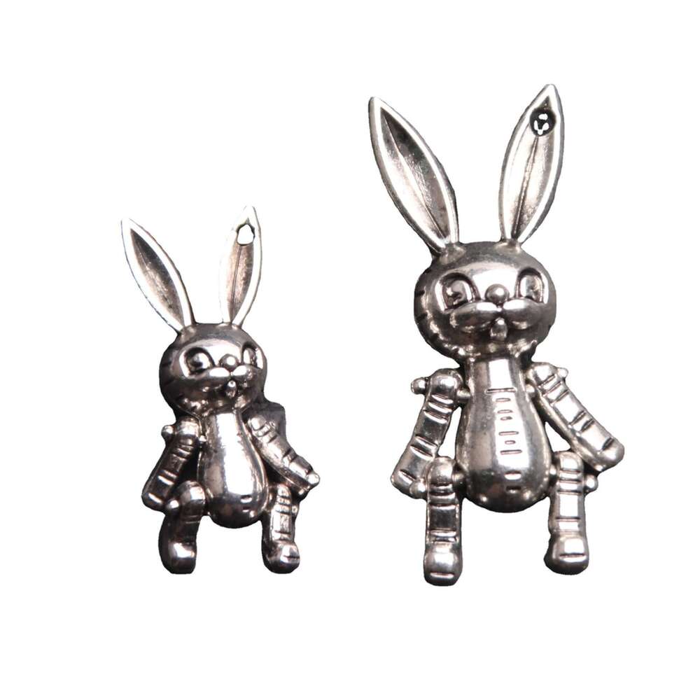 Korean Dongdaemun ins rabbit necklace collarbone chain women's antique sier bunny pendant alloy accessories