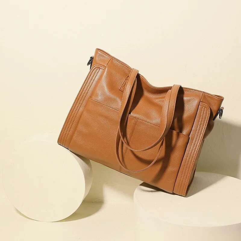 100% Genuine Leather Large Casual Tote Bags For Women 2024 High Quality Classic Handbags Ladies Cowhide Shoulder Messenger Bag