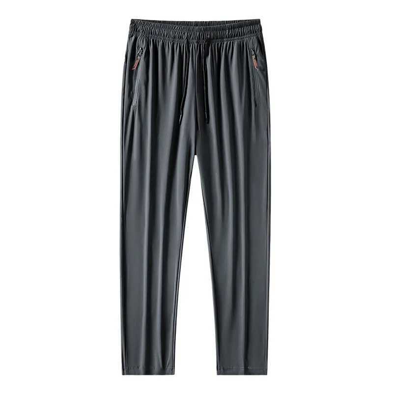 Ice Silk Mens Pants 2025 Summer New Black Grey Thin Business Casual Pants Outdoor Elastic Breathable Straight Leg Sports Pants W250318