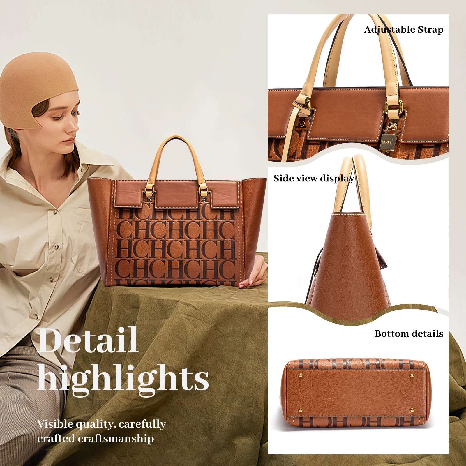 Women's Leather Handbag Large Capacity Business Tote hot for Work & Travel