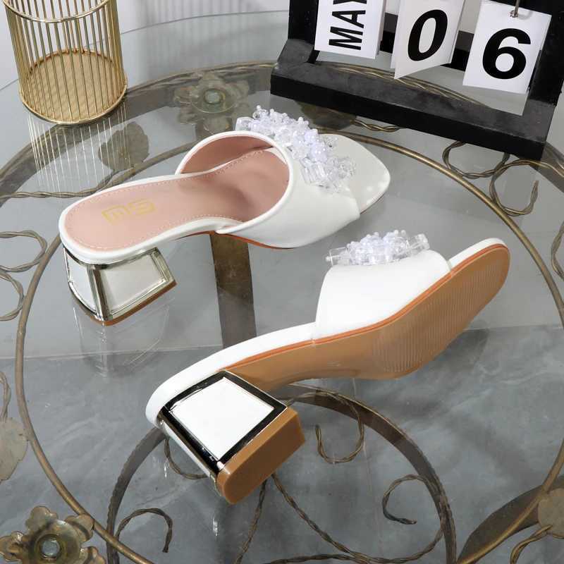 High 2024 Summer Rhine Pearl Sandals Sliding Warm Shoes Plus Size Outer Sandals Fur Sandals 6CM Y250317