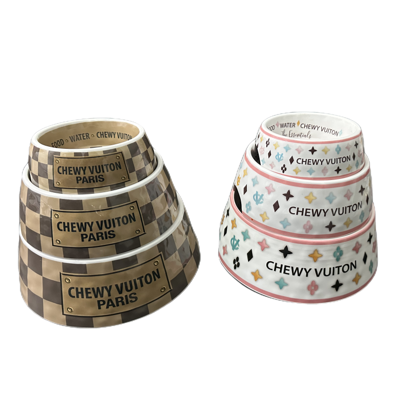 Dog Bowl with PU Mat - Durable Waterproof Pet Feeding Set for Food and Drinking