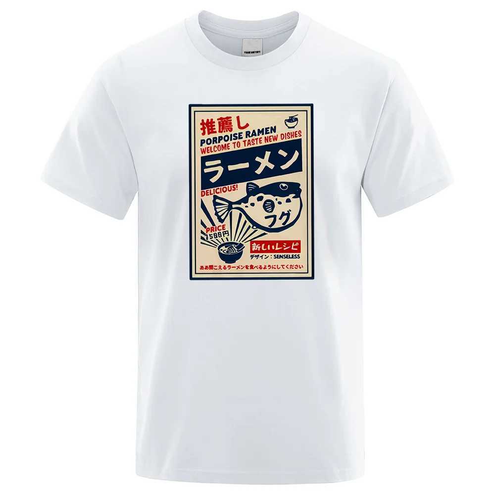 Puffer Fish Ramen Japanese Menu poster T-shirt mens funny fashion T-shirt comfortable oversized T-shirt casual cotton T-shirtXJ250318