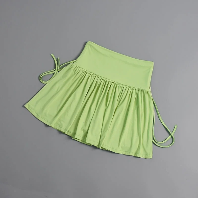 Womens Sports Yoga Short Skirt Fitness Tennis Ladys Pleated Skirt Short Quick Dry Mini Skirt Side Drawstring High Waist Skirt 250318