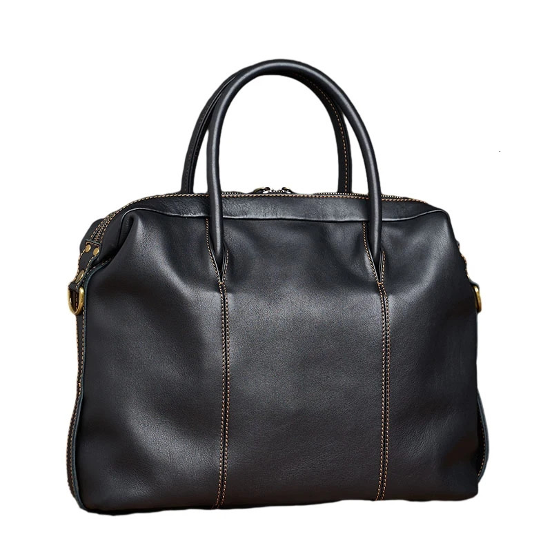 Leather black mens handbag mens briefcase brown business shoulder cross pocket denim office notebook bag 250317