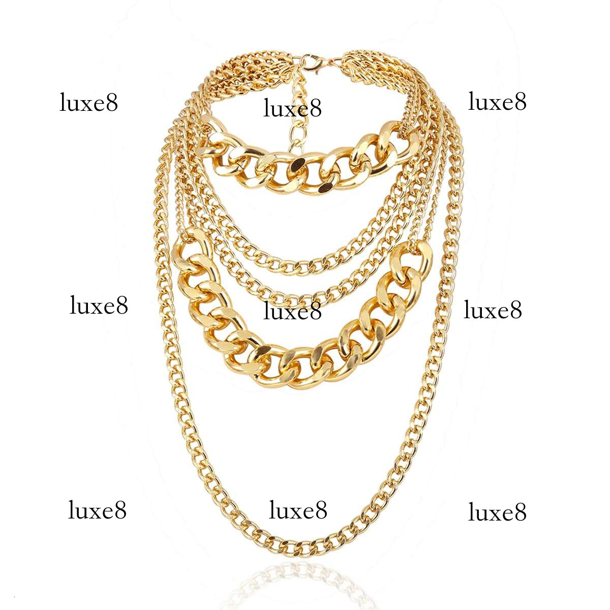 SHIXIN Punk Exaggerated Big Layered Thick Cuban k Chain Choker Necklace Women Fashion Hippie Modern Night Club Jewelry Gifts