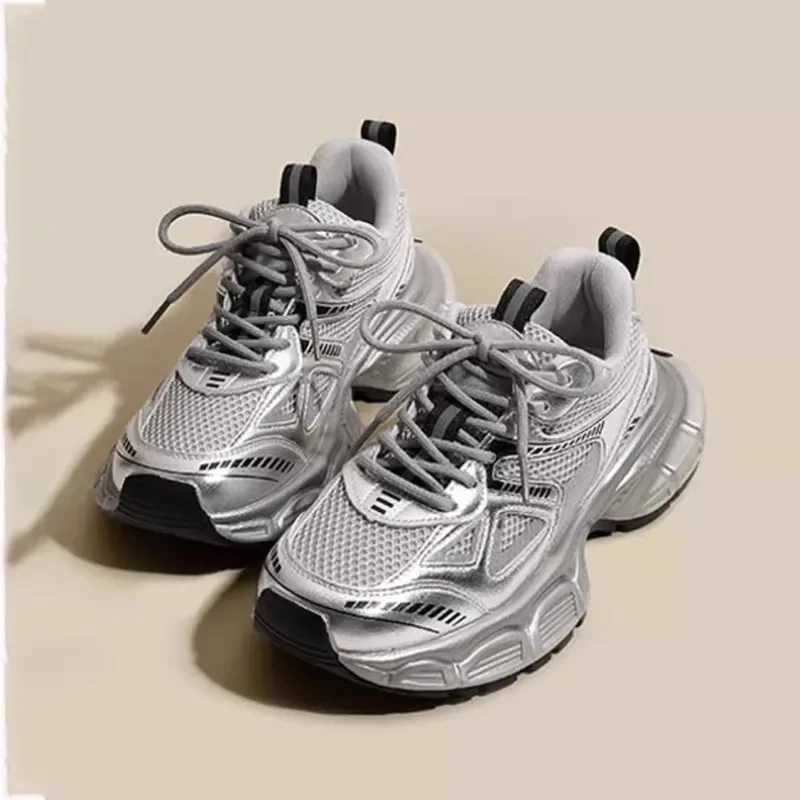 Childrens autumn 2024 new sports shoes breathable casual shoes silver sports shoes suitable for girls young childrens casual running shoesXJ250318