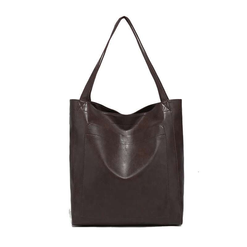 Large Capacity Tote Fashion Retro Faux Leather Shoulder Bag, Women's Simple Versatile Casual Handbag & Purse
