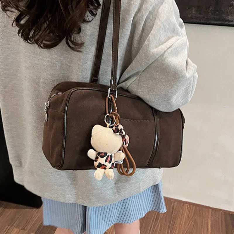 Casual Large Capacity Suede Bag Women 2025 New Autumn and Winter Retro Brown Commuter Shoulder Bag Pillow Bag Purses and Handbags Y250603