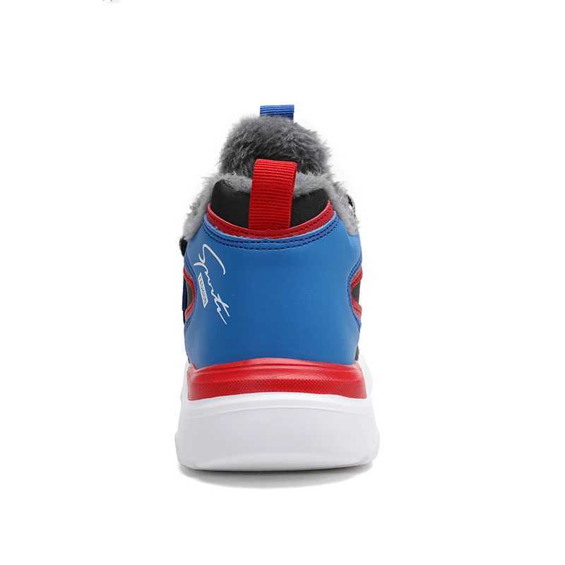 Outdoor childrens running shoes sports shoes childrens winter warm sports shoes waterproof leather girls casual hiking shoes school W250318
