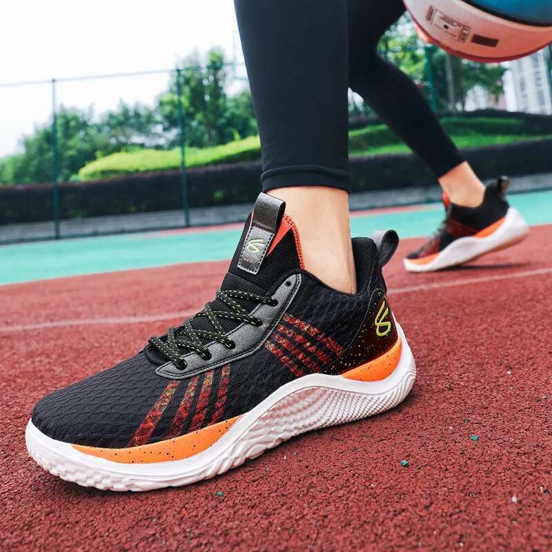 Fashion Orange Basketball Sports Unisex Outdoor Breathable Mens Basket Sneakers Non-slip Men Athletic Shoes Big Size 36-46