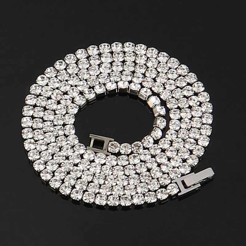 316L 4mm Stainless Steel Tennis Chain Necklace For Women Hip Hop Crystal Zircon Choker Necklaces Men Jewelry W250318