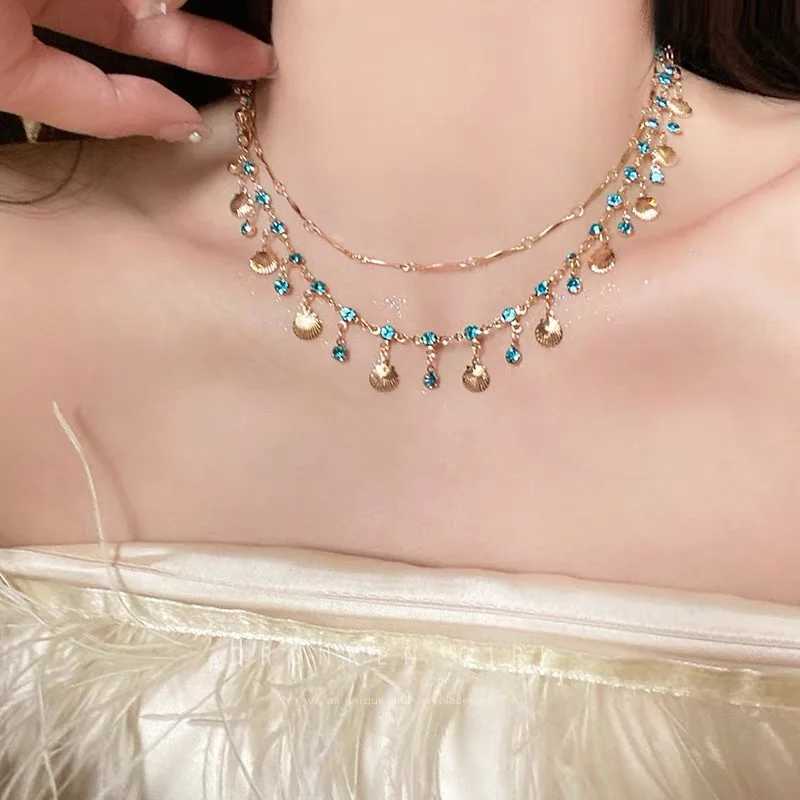 Exquisite Luxury Crystal Zircon Butterfly Necklace for Women Elegant Double Layer Clavicle Chain Choker Party Wedding Jewelry W250318
