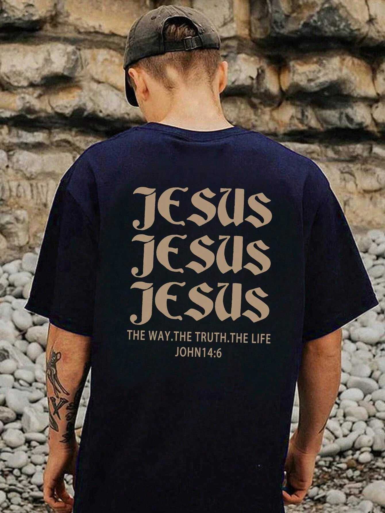 Jesus Men Cotton T-shirt Luxury Brand Fashion Big Size Top Casual Short Sleeve Streetwear Classic New Arrival Print Tee S-4XLXJ250318