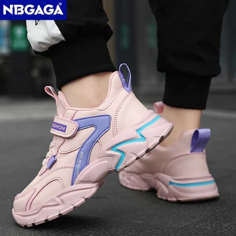 Sport Girl Casual Shoe Leather 5-16Years Boy Tennis Shoe Outdoor Children Running Sneaker Anti Slip Soft Sole Walking Footwear W250318