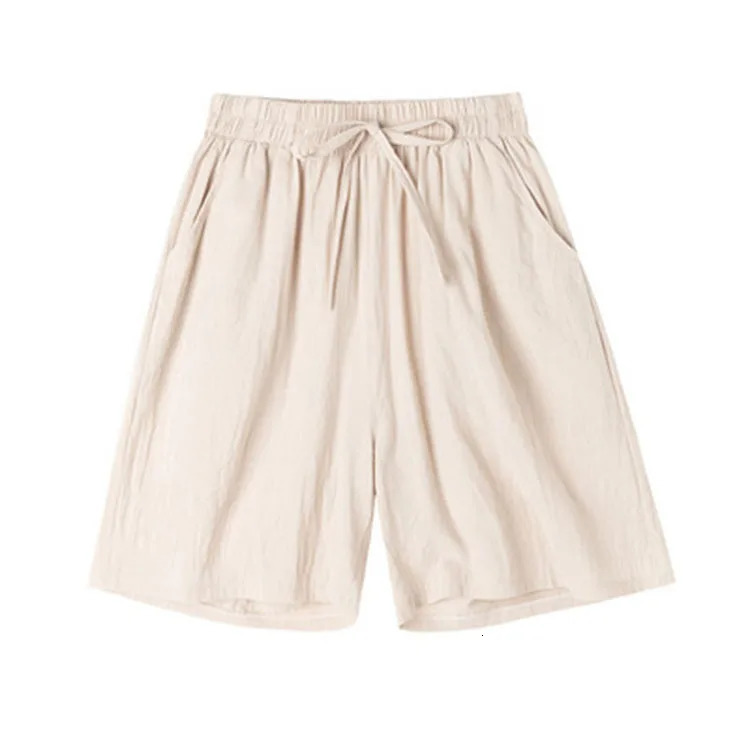Women Shorts Harajuku Summer Cotton Linen Drawstring Solid Color Loose Ladies Shorts Superior Quality Drop JUFk005 250318