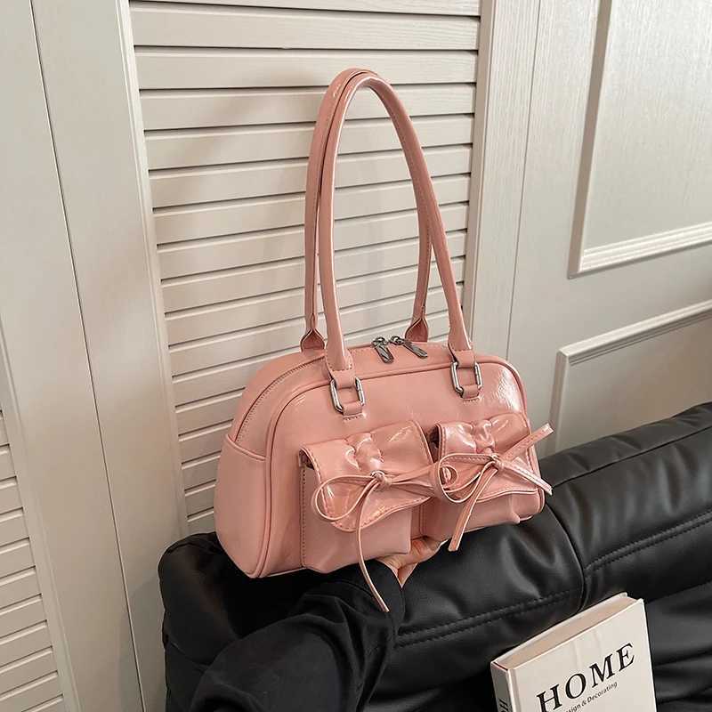 Ballet style shoder bag bow underarm bag wens bowling bag Y250318