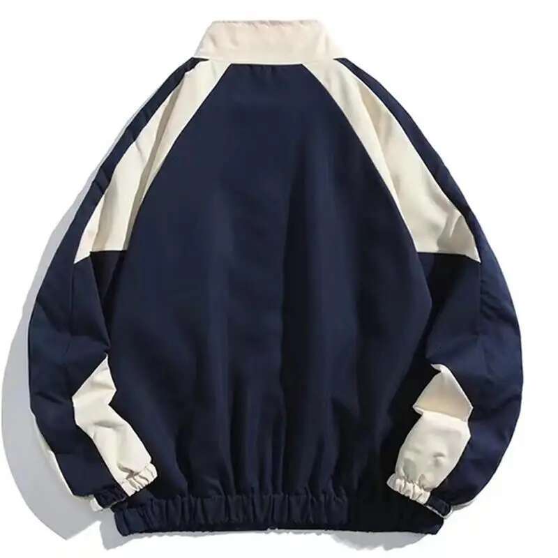 Reflective Striped Windbreaker Coat Men Hip Hop Streetwear Zipper Up Jacket Haruku Thin Coats Sports Black Blue