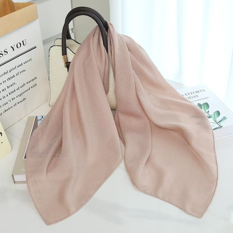 K160 New solid color cotton and linen scarf women's silk scarf square scarf high-end literary and versatile thin long silk scarf shawl