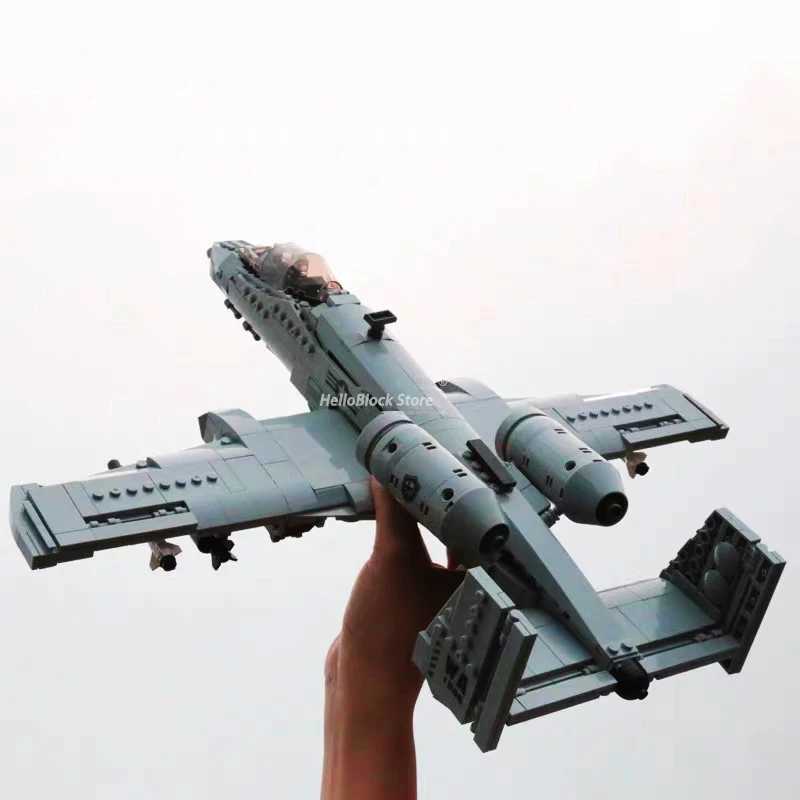 Thunderbolt II A10 Fighter jet Plane Building Blocks 3D Model Military Series Bricks Toys For Children Christmas Gifts 961PcsXJ250318