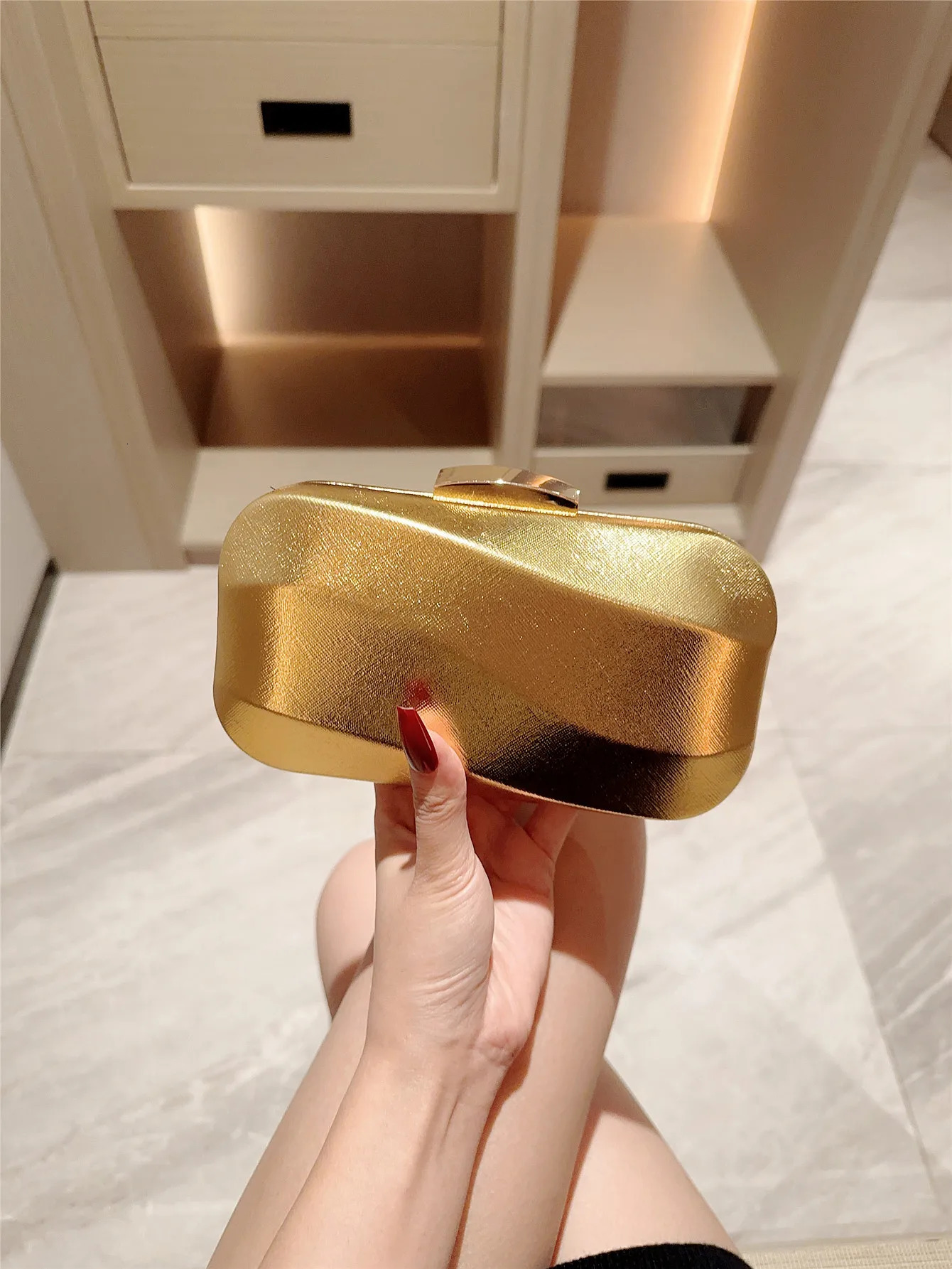 High-End Textured Square Box-Shaped Evening Bag Clutch Bag Chain Bag Banquet Bag Cheongsam Bag Evening Dress Bag Wedding Bag 250318