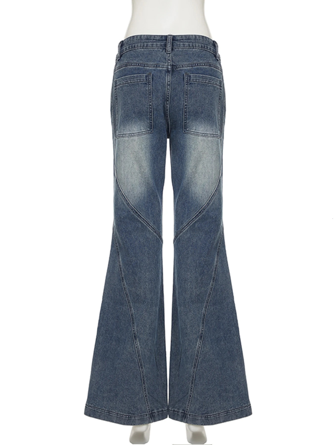 IAMSURE Y2K Casual Slim Pockets Jeans Flare Pants Basic Low Waisted Boot Cut Women Spring Autumn Streetwear Ladies 250317