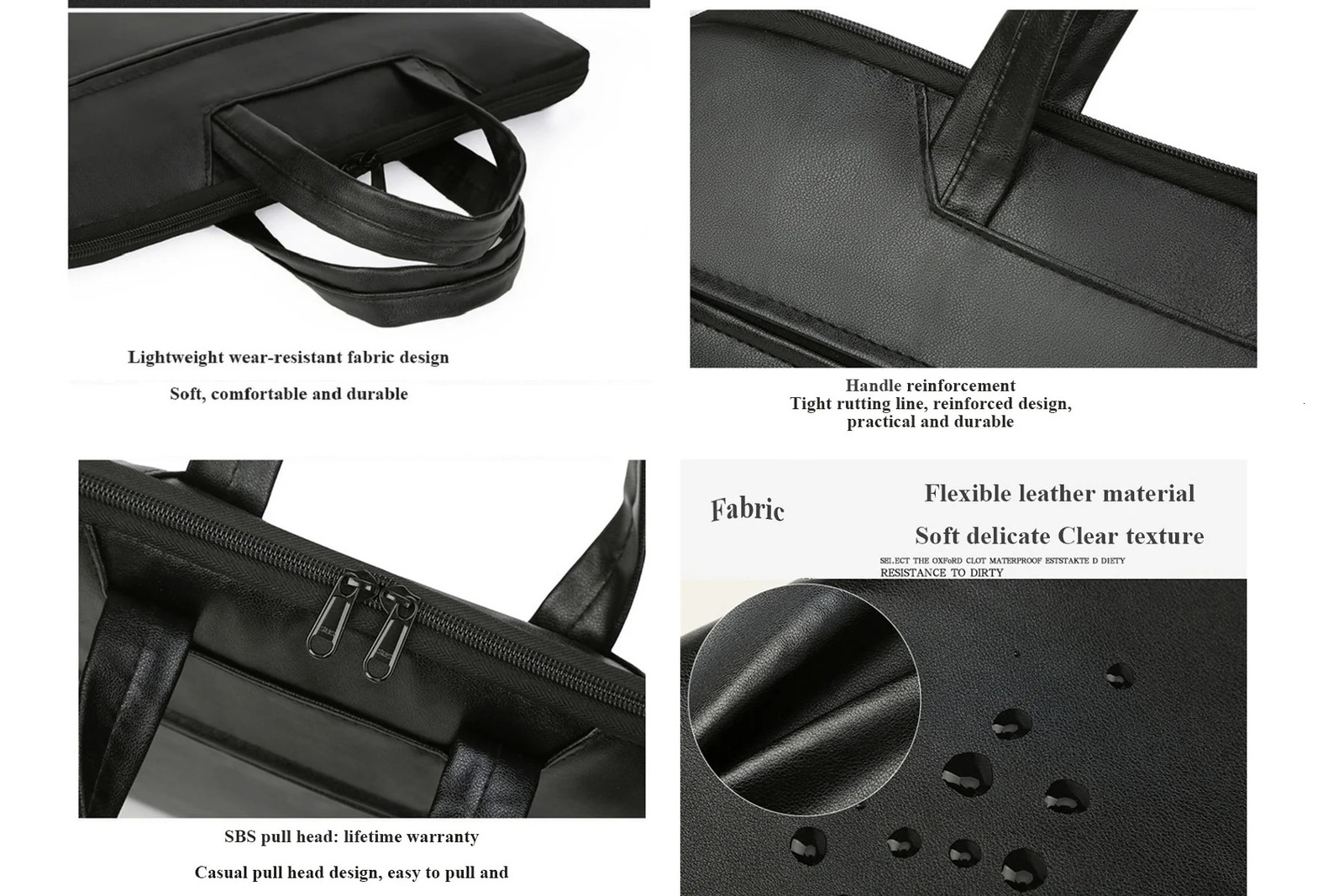 PU soft surface casual mens laptop file business travel conference bag waterproof portable briefcase 250317