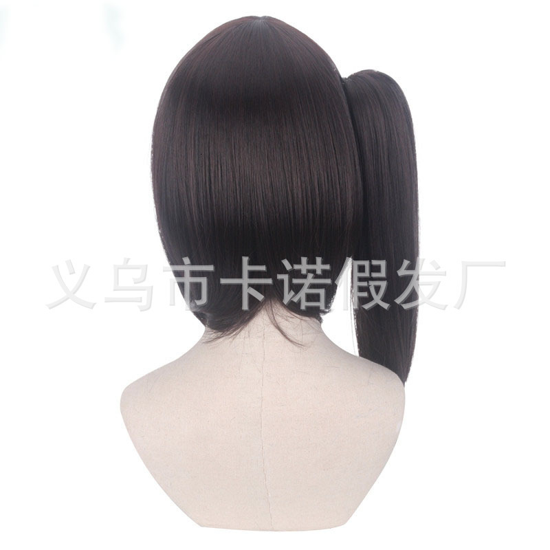 Ghost Slaying Blade Chesut Blossom Falg Fragrant Naihu Natural Black Short Hair Split Style Tiger Clip Small Horse Tail Anime Cos Wig