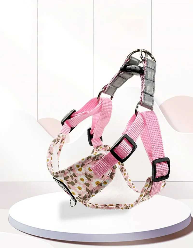 Pet dog harness nylon non pull reflective dog chest strap breathable adjustable pet collar suitable for small dogs and catsT250318