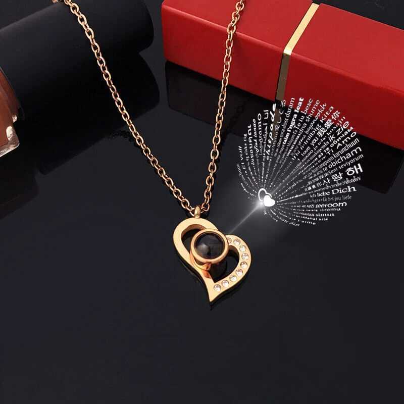 Project Necklace Set Rose Gift Box 100 Languages I Love You Heart Pendant Jewelry 2024 Girlfriend Gift Direct Shipping W250318