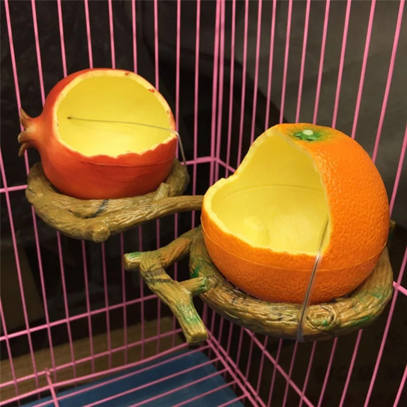 Food grade drinking bowl container feeder Interesting fruit shaped bird parrot Orange citrate for Flat noodles pet supplies 250318